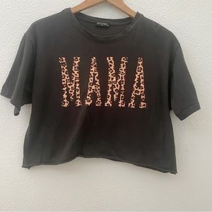 leopard animal print Mama cropped tee size medium